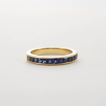 18ct YG Princess cut Sapphire Half Eternity Ring 0.85CT