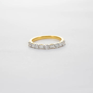 18CT YG BAGUETTE & BRILLIANT CUT DIAMOND HALF ETERNITY RING