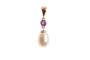 Amethyst and Pearl Round and Teardrop Pendant