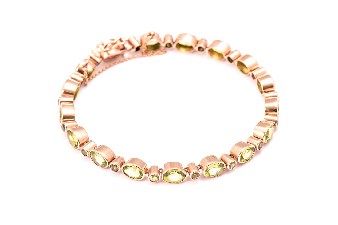 Oval & Round Collet Set Bracelet