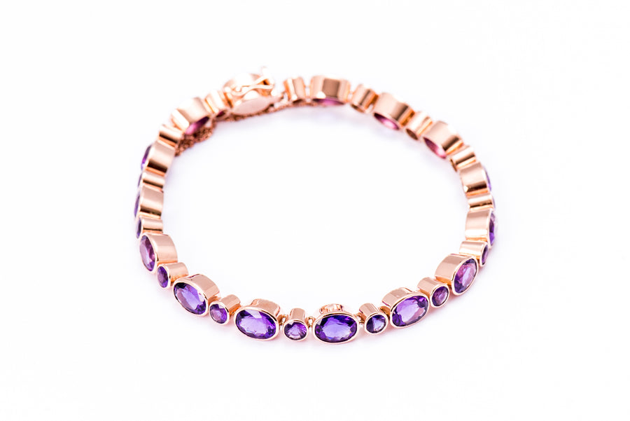 Oval & Round Collet Set Bracelet