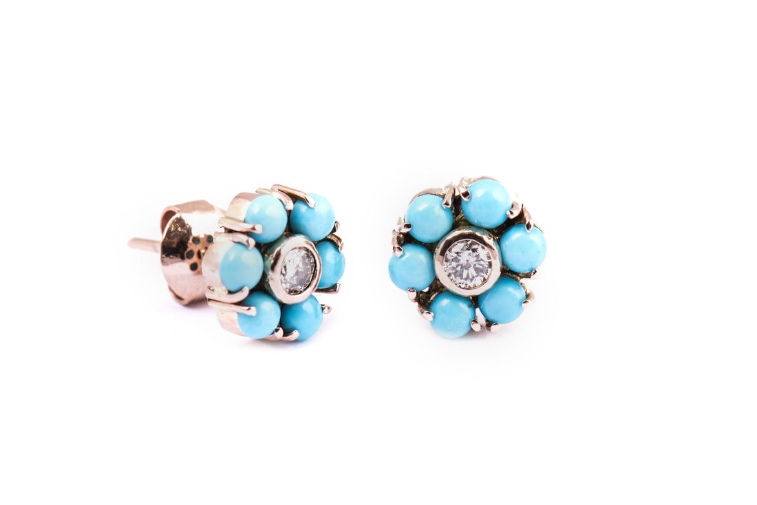 Circular Pearl Cluster Stud Earrings