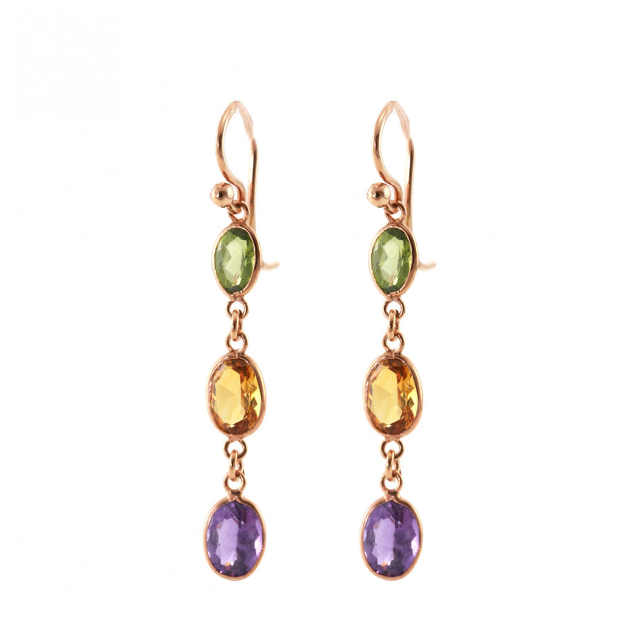 Bezel Triple Drop Earrings