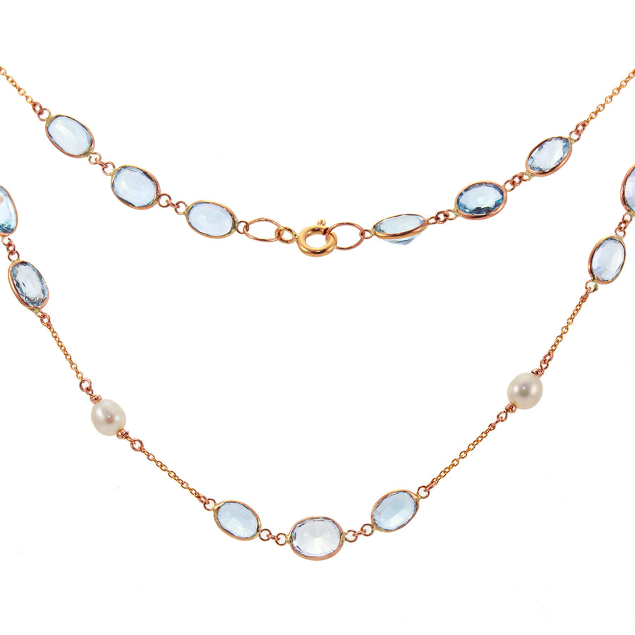 Aquamarine and Pearl Necklace