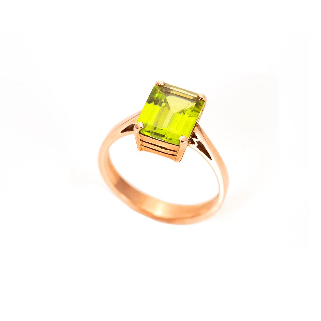 Peridot Large Rectangular Solitaire Ring