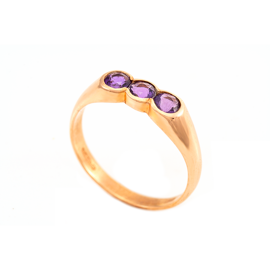 Three Stone Rub-Over Set Ring