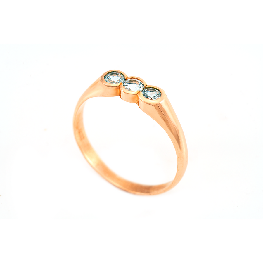 Three Stone Rub-Over Set Ring