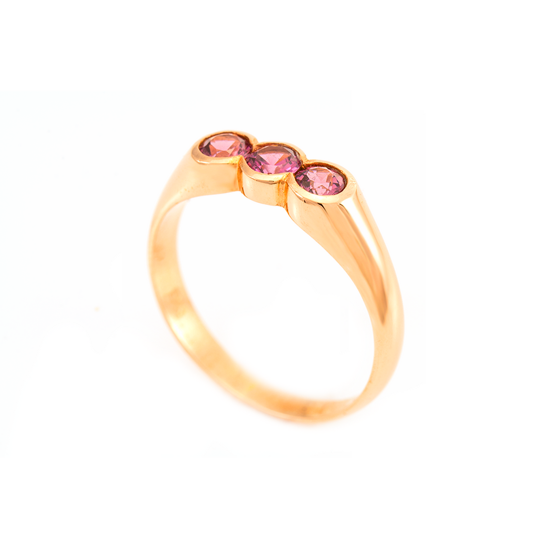 Three Stone Rub-Over Set Ring