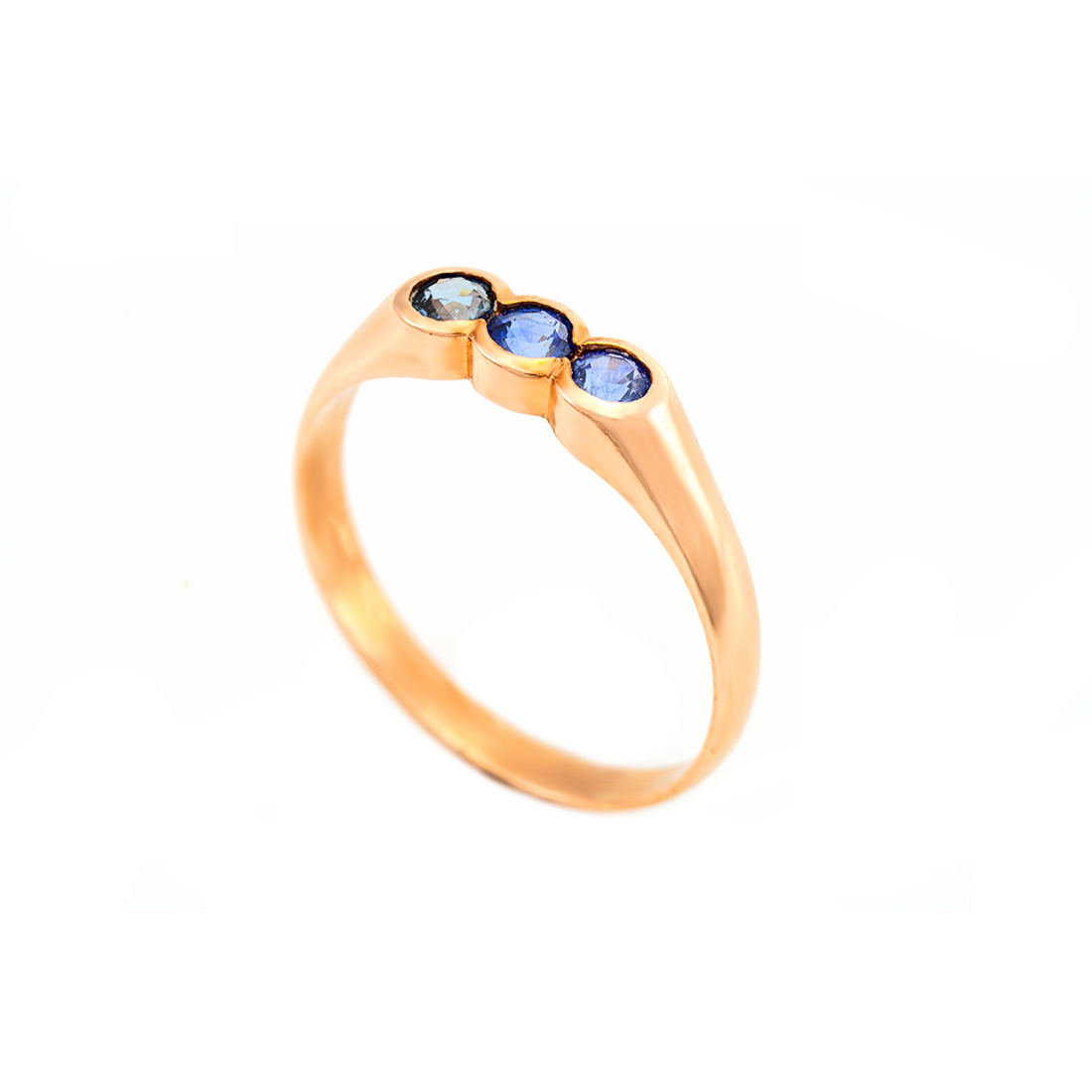 Three Stone Rub-Over Set Ring