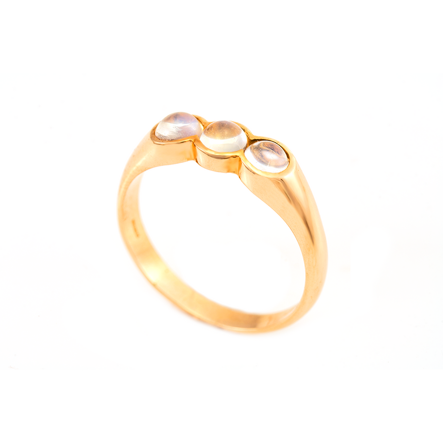 Three Stone Rub-Over Set Ring