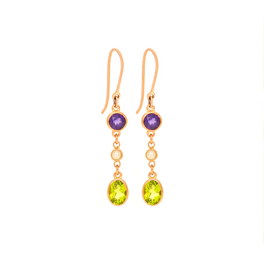 Mixed Triple Drop Earrings