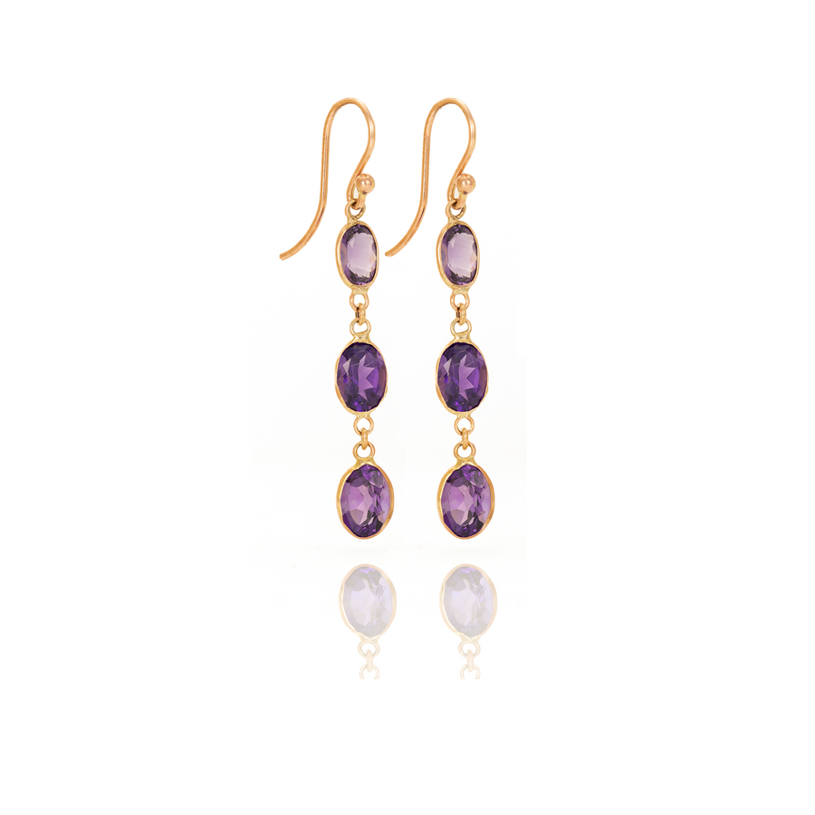 Bezel Triple Drop Earrings