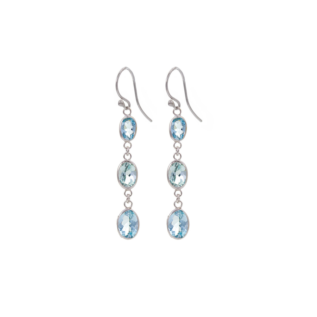 Bezel Triple Drop Earrings