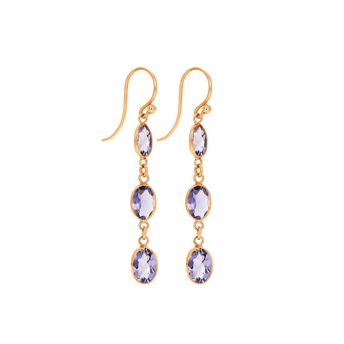 Bezel Triple Drop Earrings