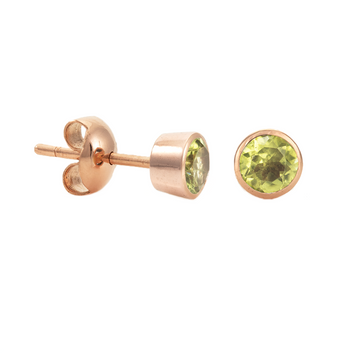 Rose Gold Peridot Small Round Stud Earring