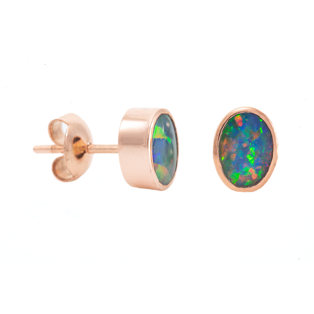 Opal Doublet Larg Oval Stud Earrings