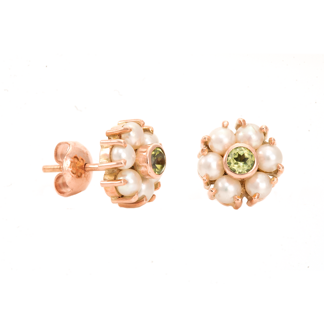 Circular Pearl Cluster Stud Earrings