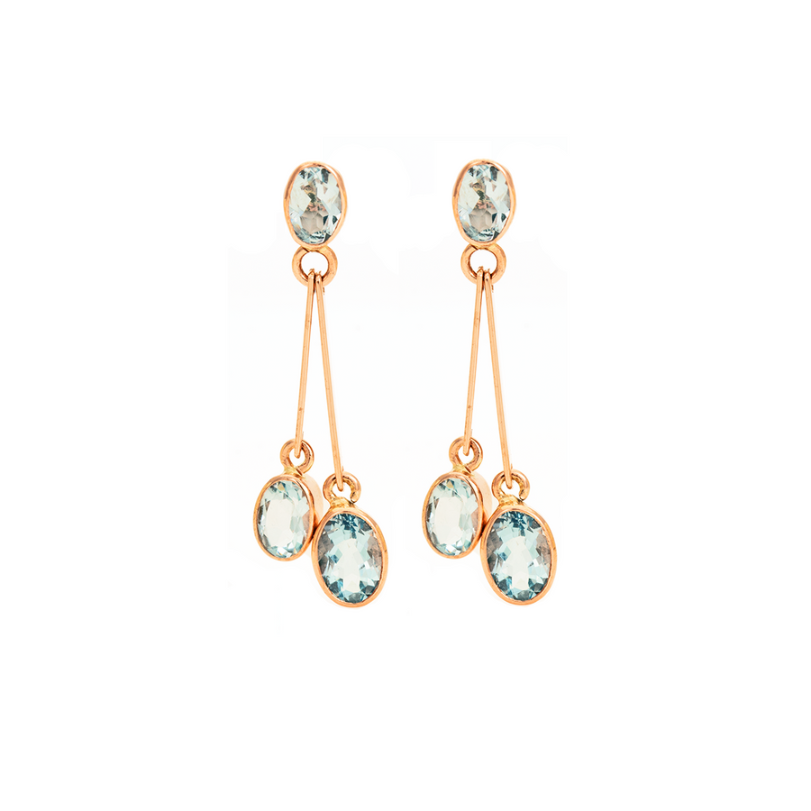 Aquamarine Stud Bar and Double Drop Earrings