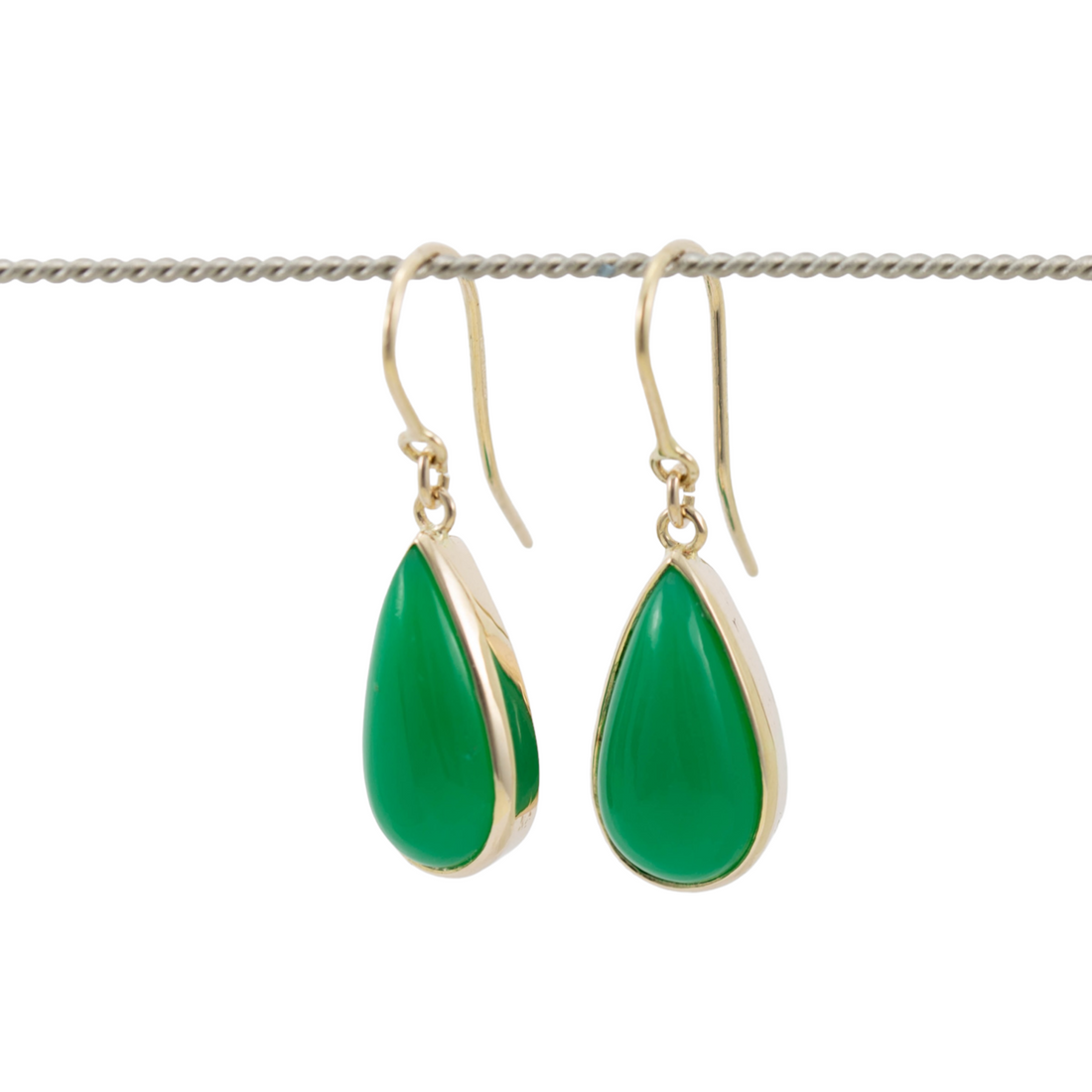 Long Teardrop chrysoprase earrings