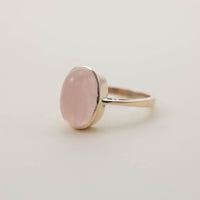 Rose Quartz Cabochon Solitaire Ring