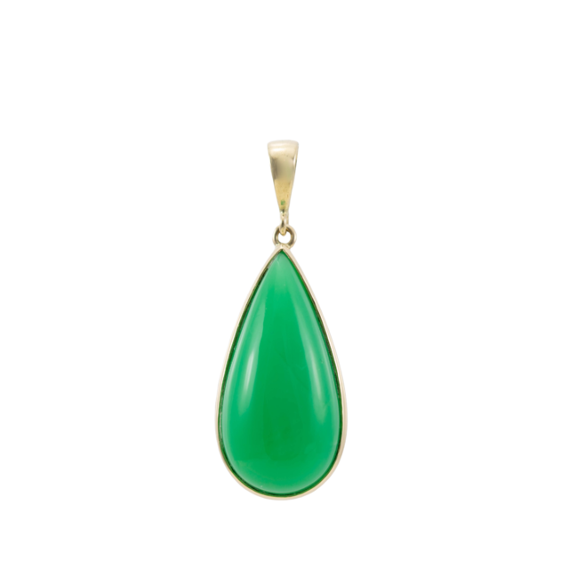 Large teardrop chrysoprase pendant