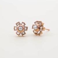 Circular Pearl Cluster Stud Earrings