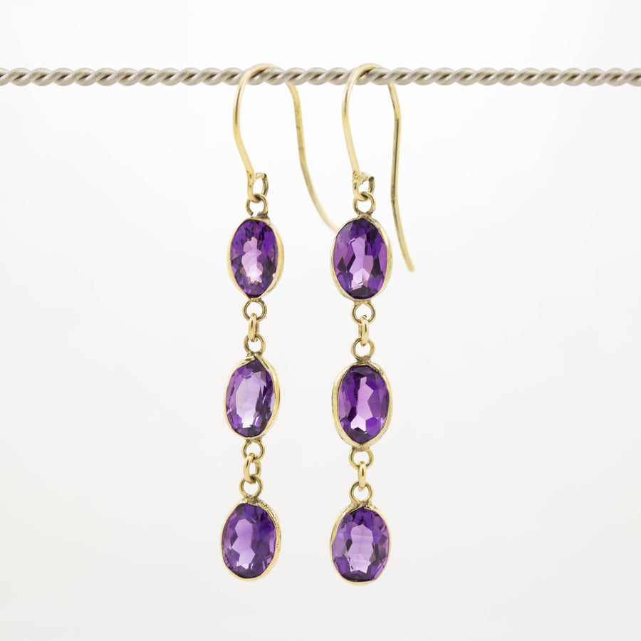 Bezel Triple Drop Earrings