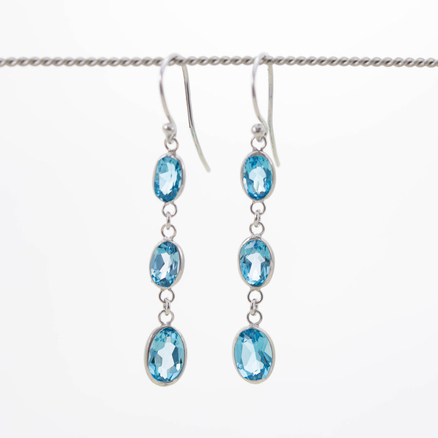 Bezel Triple Drop Earrings