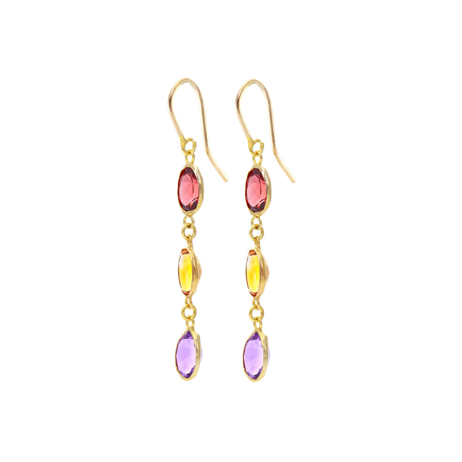 Bezel Triple Drop Earrings